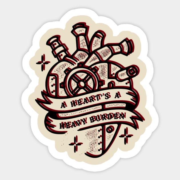 a heart's a heavy burden Sticker by red glitch line 